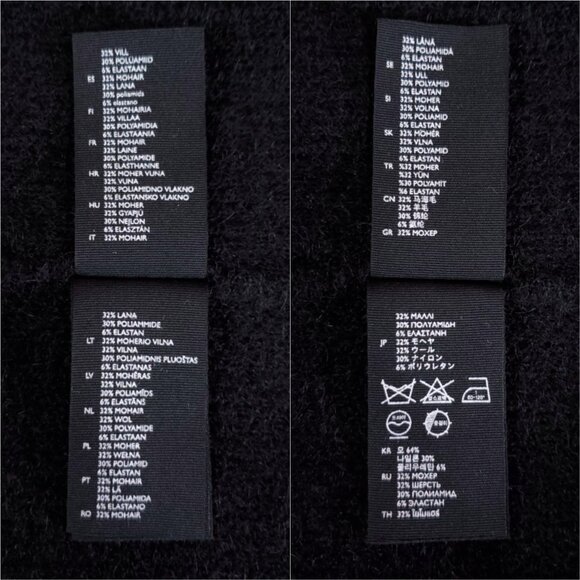 COS Mohair Wool Blend Cardigan Sweater Sz Large Black Open Front Fuzzy Longline - Picture 12 of 14